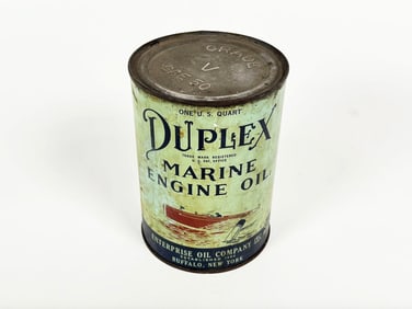Uncommon 1930s Duplex Marine Engine Oil quart can.