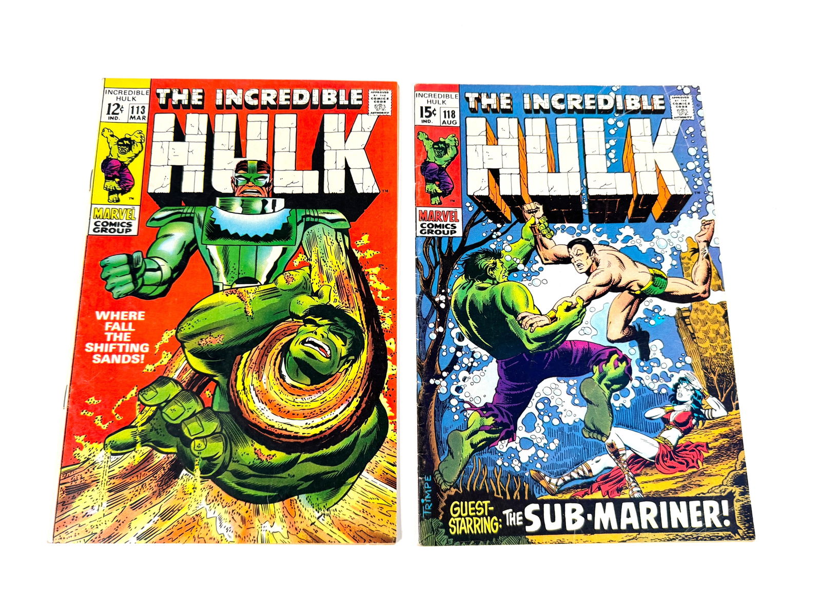 Lot of two 1969 The Incredible Hulk comics by Marvel. (1 of 2)