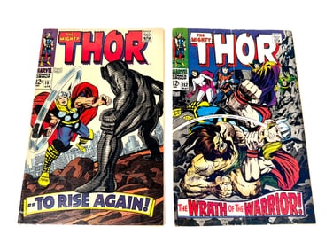 Lot of two 1968 The Mighty Thor comics by Marvel.