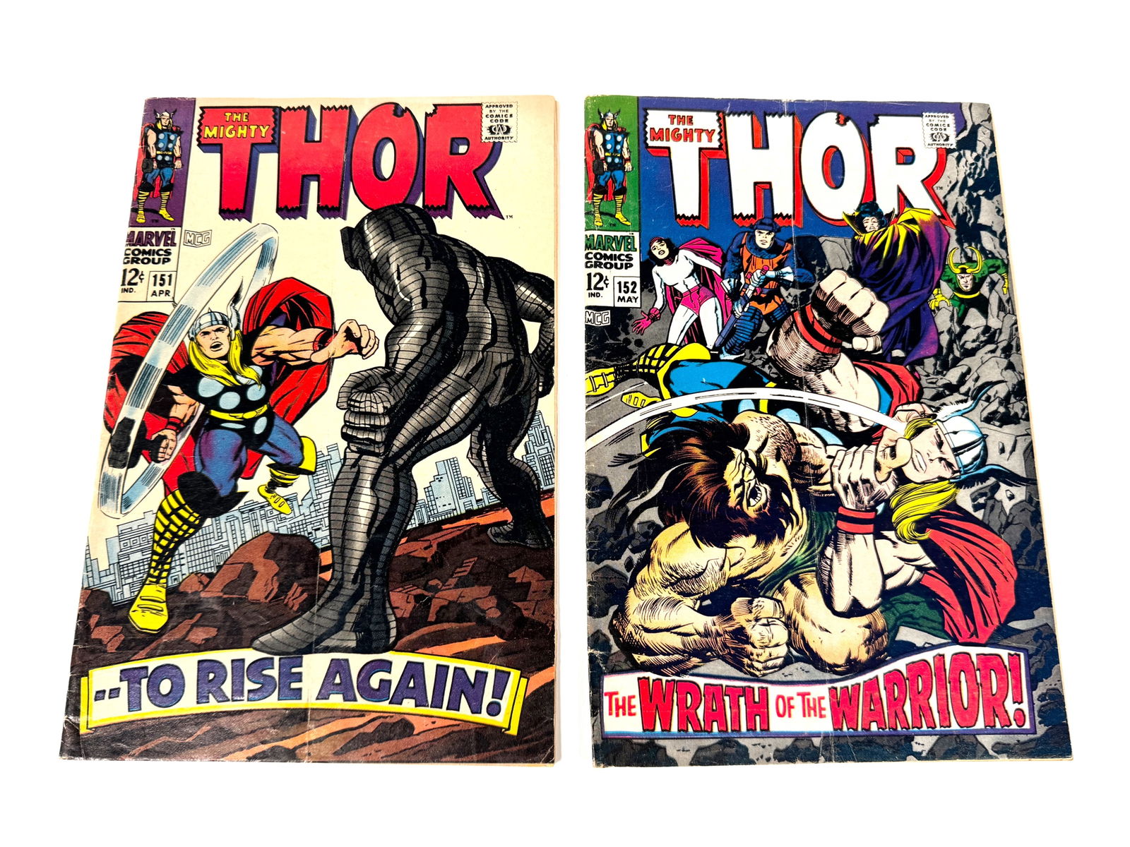 Lot of two 1968 The Mighty Thor comics by Marvel. (1 of 2)
