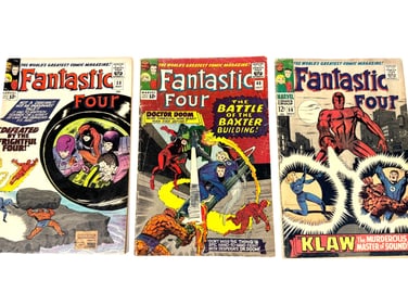 Lot of three 1965 Fantastic Four comics by Marvel.