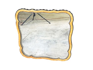 Antique wooden mirror restored in a Mackenzie-Child's styled Courtly check.