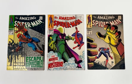 Lot of three 1968 The Amazing Spider-Man comics by Marvel.