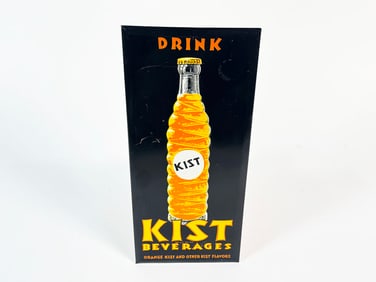 NOS 1930s Kist Orange Soda Beverages tin litho sign.