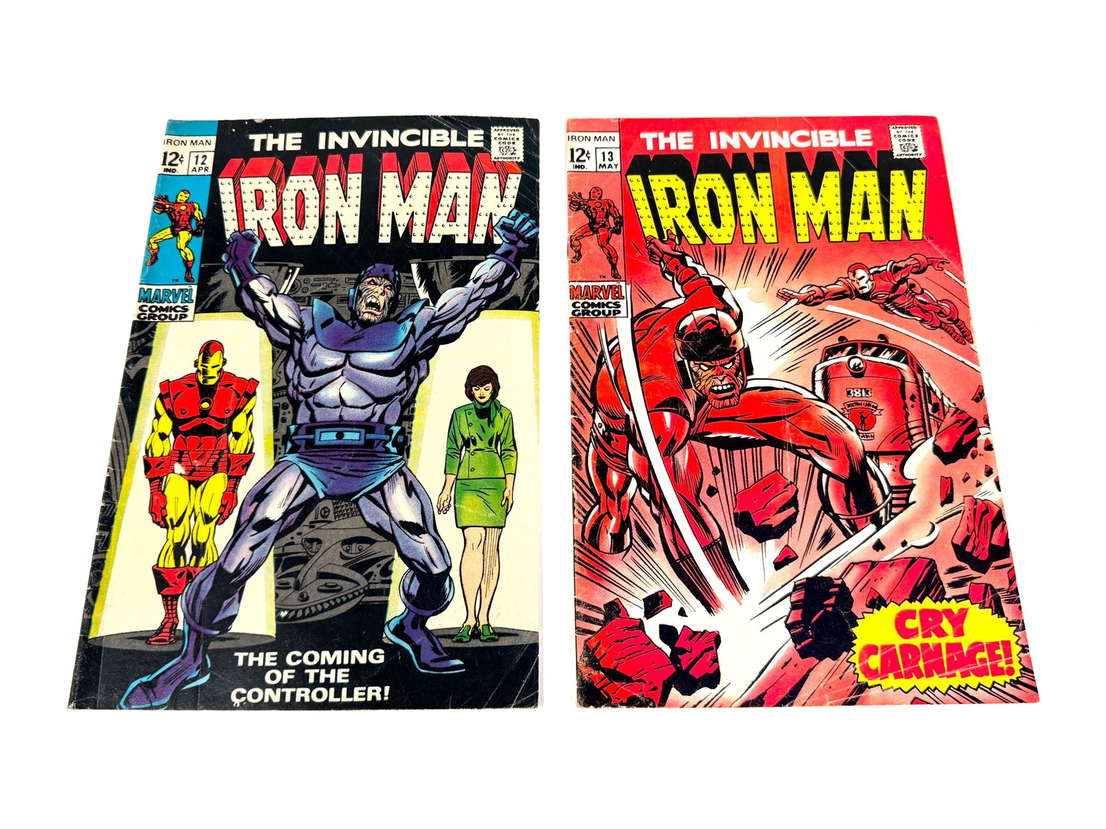 Lot of two 1969 The Invincible Iron Man comics by Marvel. (1 of 2)