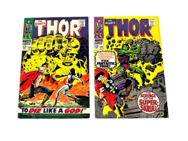 Lot of two 1967 The Mighty Thor comics by Marvel.