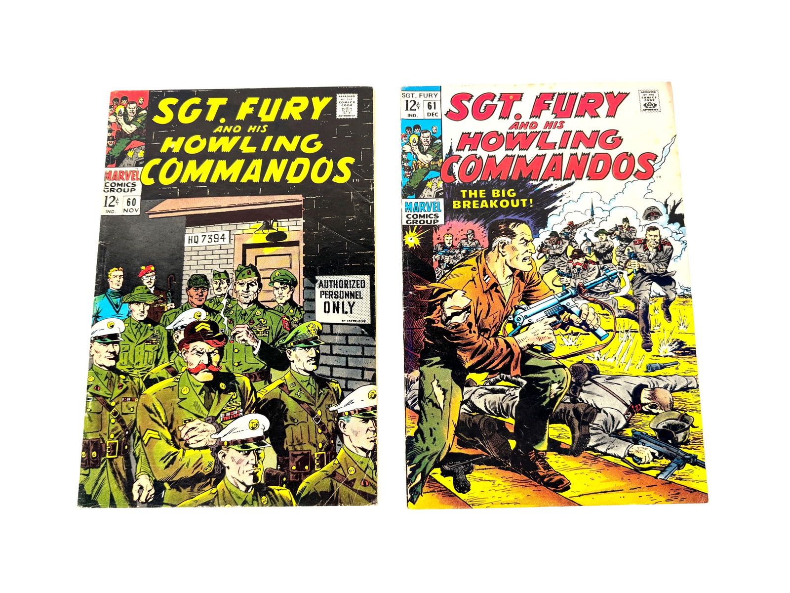 Lot of two 1968 Sgt. Fury and His Howling Commandos comics by Marvel. (1 of 2)