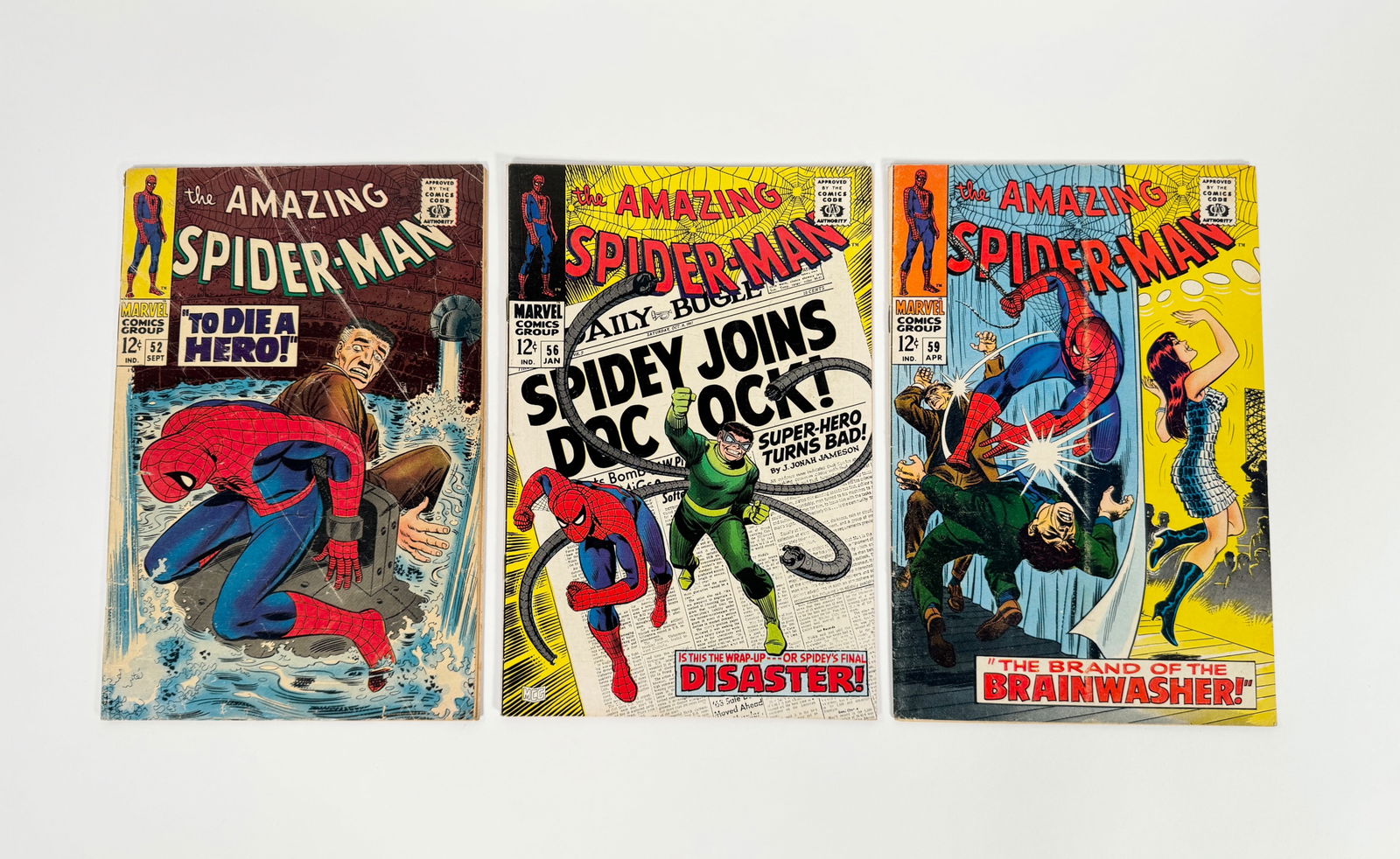 Lot of three 1967/1968 The Amazing Spider-Man comics by Marvel. (1 of 2)
