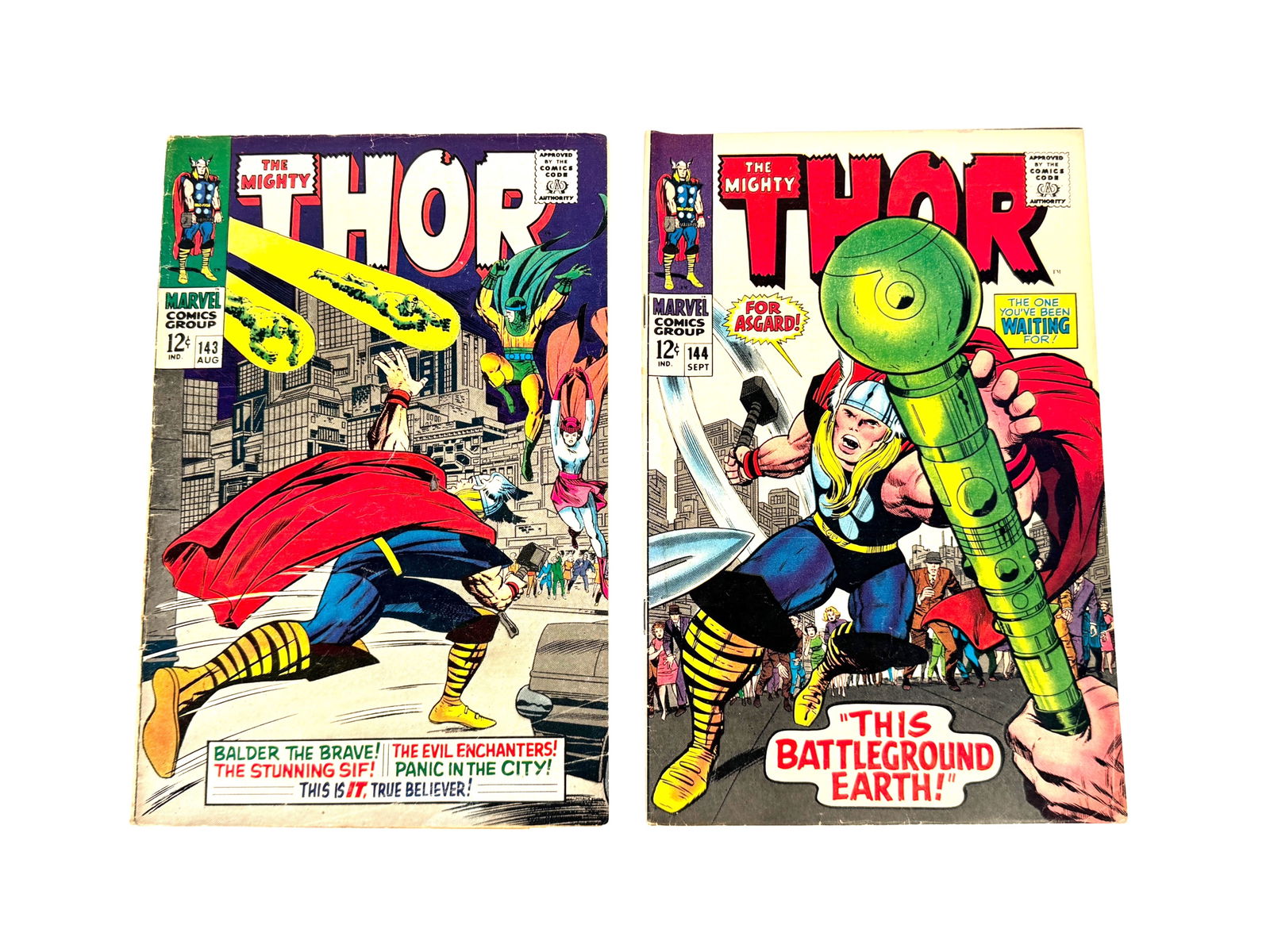 Lot of two 1967 The Mighty Thor comics by Marvel. (1 of 2)