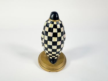 MacKenzie-Childs Courtly Checked Penguin stocking hook.