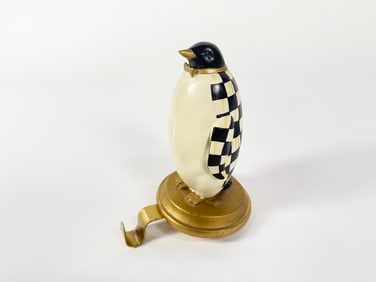 MacKenzie-Childs Courtly Checked Penguin stocking hook.