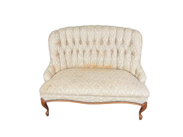 Antique Victorian tufted settee sofa.