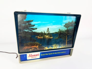 1958 Hamm's TV Rippler single-sided light-up tavern sign with animation.