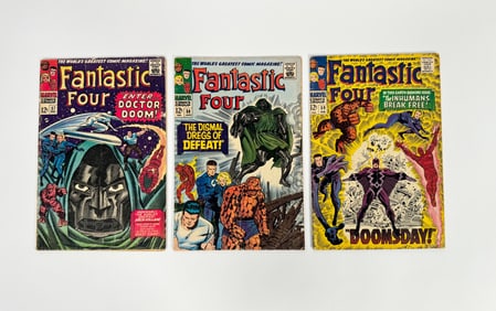 Lot of three 1966/67 Fantastic Four comics by Marvel.