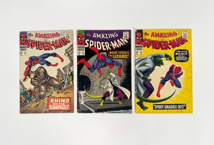 Lot of three 1966/67 The Amazing Spider-Man comics by Marvel.