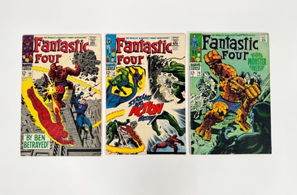 Lot of three 1967/68 Fantastic Four comics by Marvel.