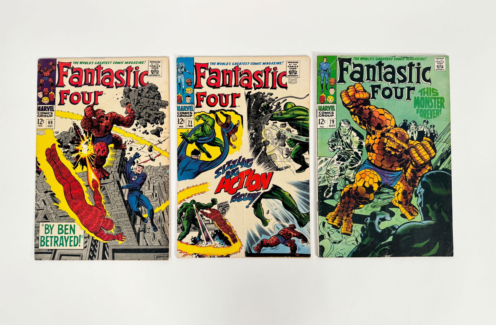 Lot of three 1967/68 Fantastic Four comics by Marvel. (1 of 2)