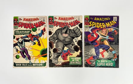 Lot of three 1966 The Amazing Spider-Man comics by Marvel.