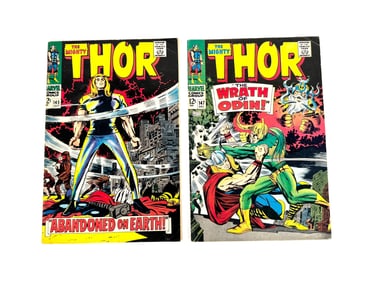 Lot of two 1967 The Mighty Thor comics by Marvel.