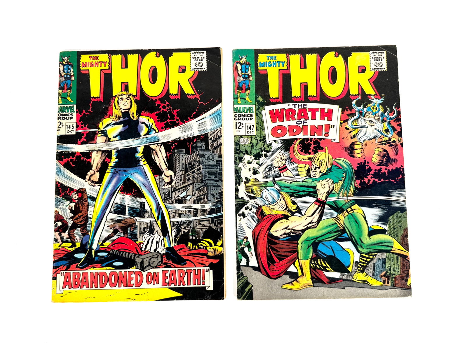 Lot of two 1967 The Mighty Thor comics by Marvel. (1 of 2)