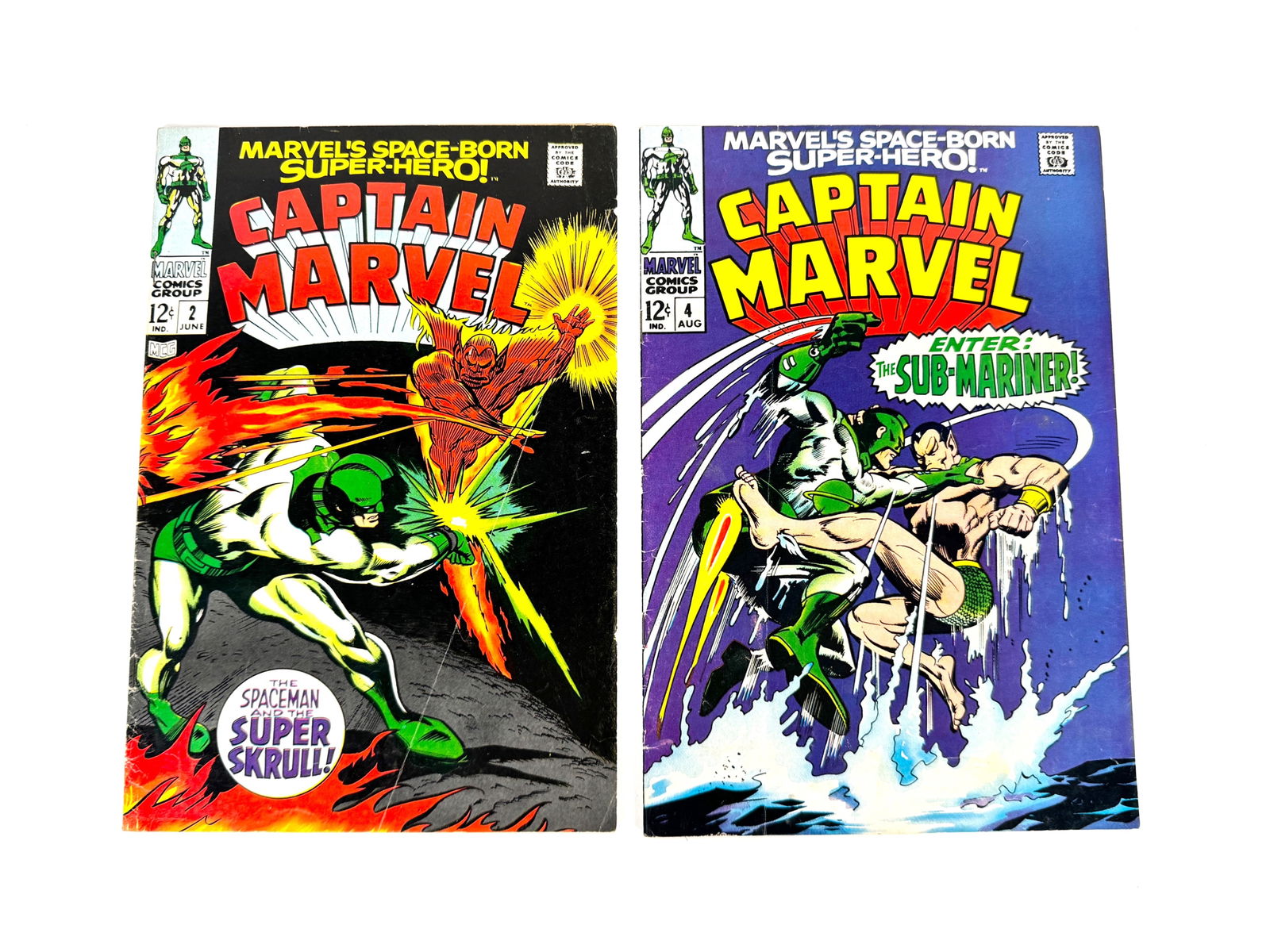 Lot of two 1968 Captain Marvel comics by Marvel. (1 of 2)