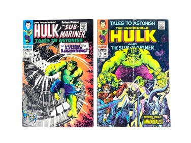 Lot of two 1967/68 The Incredible Hulk and Prince Namor The Sub-Mariner, Tales to Astonish comics by