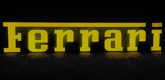 Ferrari Automobiles channel-letter single-sided light-up dealership sign.