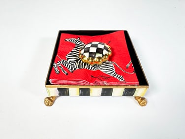 MacKenzie-Childs Courtly Check cocktail napkin holder.