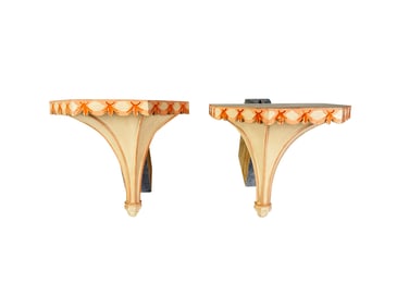Pair of cream and salmon colored wall brackets by Sibyl Colefax and John Fowler.