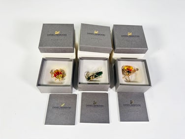 Lot of 3 Swarovski Crystal Paradise series bug related sculptures.