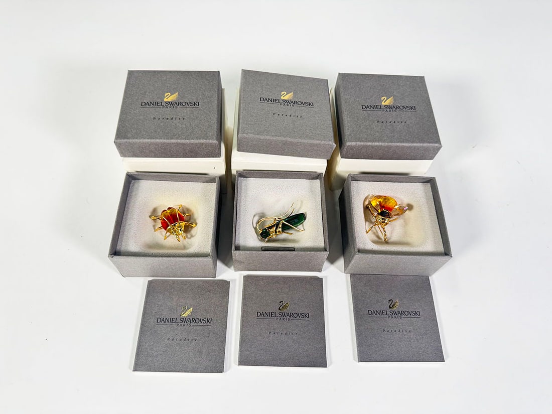 Lot of 3 Swarovski Crystal Paradise series bug related sculptures. (1 of 4)