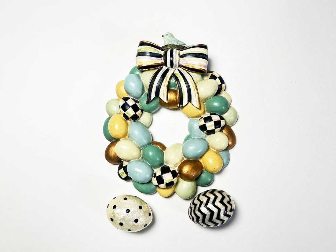 MacKenzie-Childs hand-painted Easter Egg wreath made of resin. (1 of 2)
