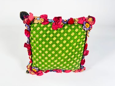 Handmade MacKenzie-Childs decorative throw pillow.