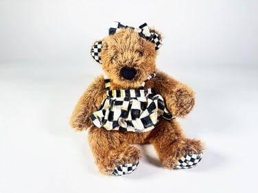 MacKenzie-Childs Kenzie the Bear stuffed teddy bear.