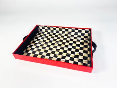 McKenzie-Childs style metal serving tray.