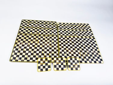Set of 8 MacKenzie-Childs Courtly Check cork-backed place mats.
