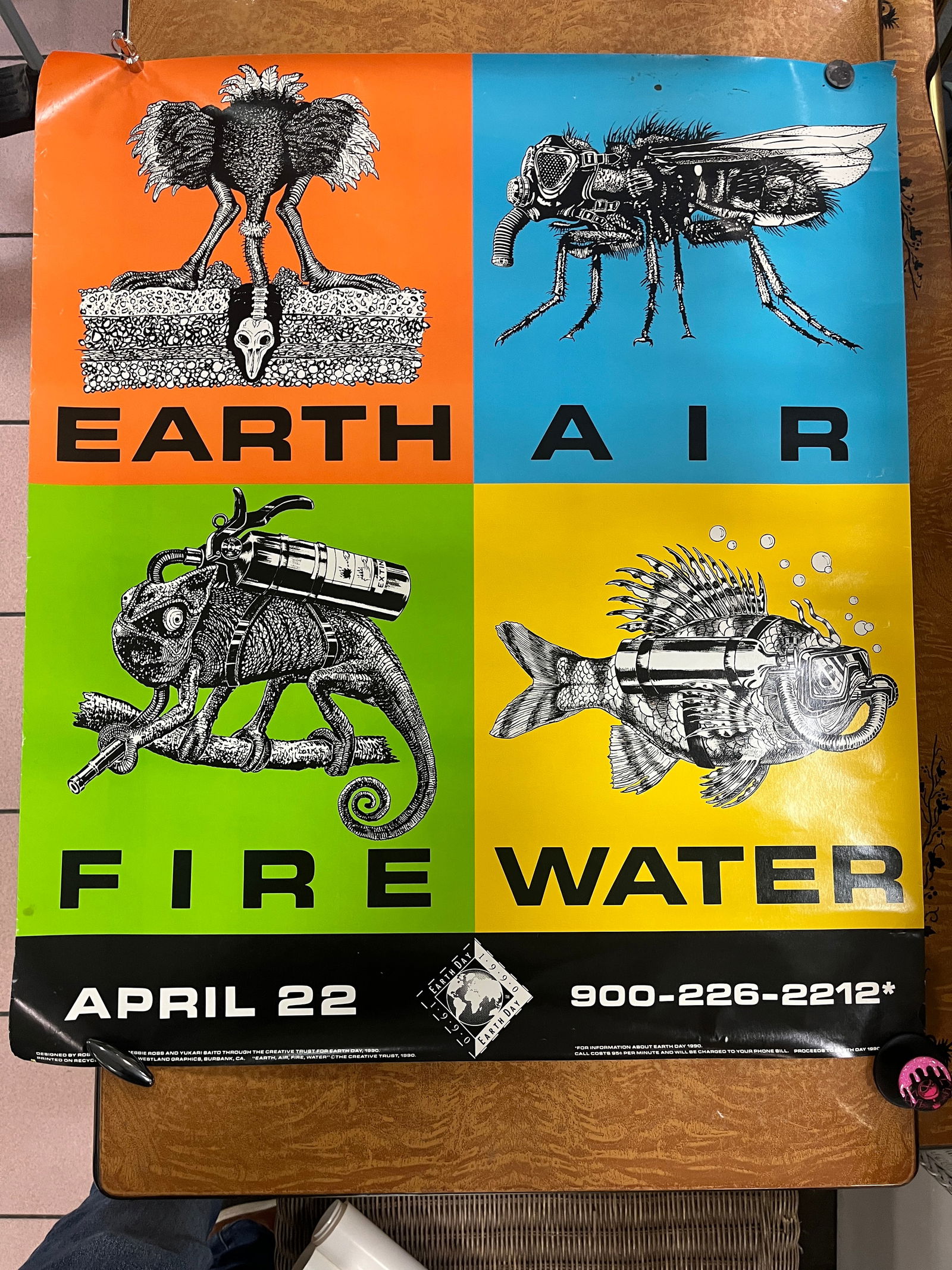 Earth Day Poster (Ostrich, Fly, Chamaeleon, Fish) 1990 (1 of 9)
