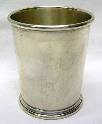 STERLING SILVER MINT JULEP CUP: STERLING SILVER MINT JULEP CUP * MEASURES APROX. 3 3/4" TALL * WEIGHS APROX. 4.6 TROY OUNCES * HALLMARKED PREISNER STERLING NO. 140 * GRADE 9.5 * NO DENTS *