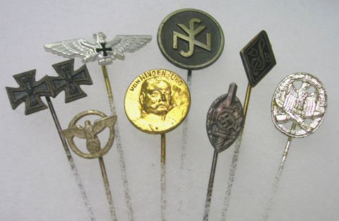 8 DIFFERENT GERMAN STICK PINS: 8 DIFFERENT GERMAN STICK PINS * ALL GRADE 9 *