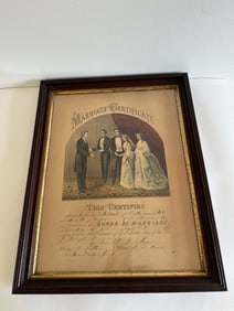 Marriage Certificate NY State Framed About 1853