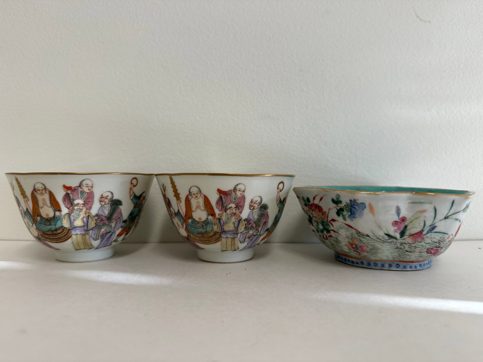 Set Of 3 Chinese Antiques Porcelain Cups China Bowl (1 of 17)