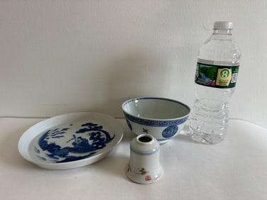 Set Of 3 Chinese Blue And White China Porcelain Bowl