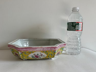 Chinese Famille Rose Square Porcelain Vase