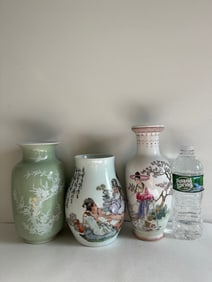 Set Of 3 Chinese Famille Rose China Vases