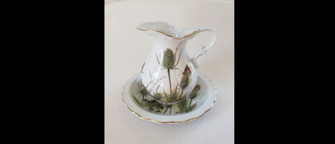 Vintage Enesco Pitcher & Basin Set
