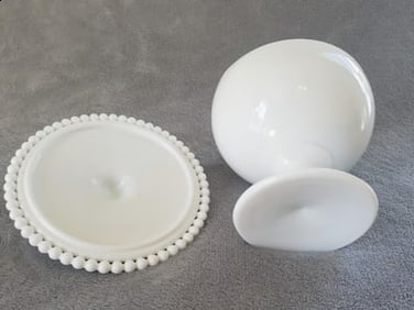 Milk Glass Pedestal Compote With Lid