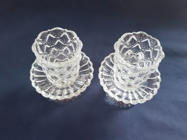 Partylite Quilted Crystal Votive Cups with Stands