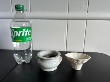 Chinese White Glazed incense burner And Cup