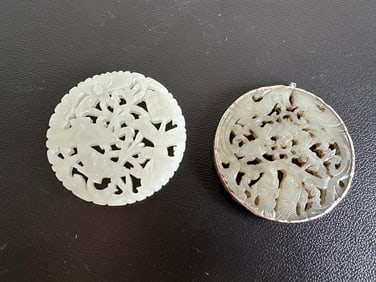 Set Of 2 White Jade  pendants