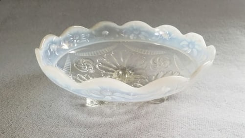 Northwoods Opalescent Ruffles & Rings Footed Candy Bowl